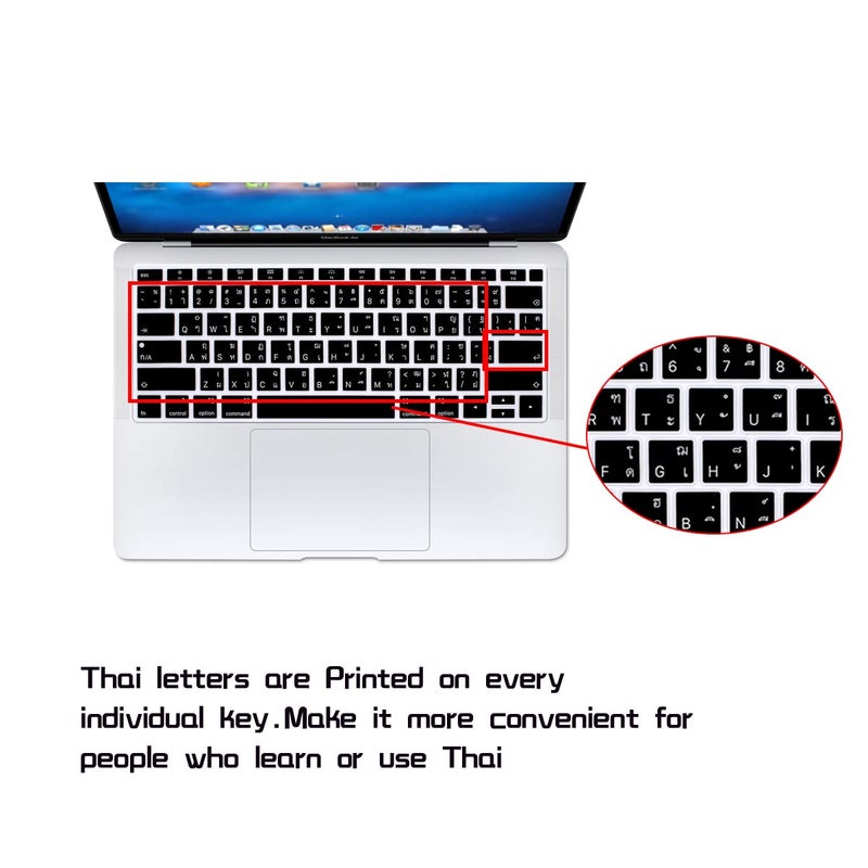 HRH Thai Language Silicone Keyboard Cover Skin for MacBook Air 13 Inch 2018 Release A1932 with Retina Display and Touch ID,USA Layout - Image 1